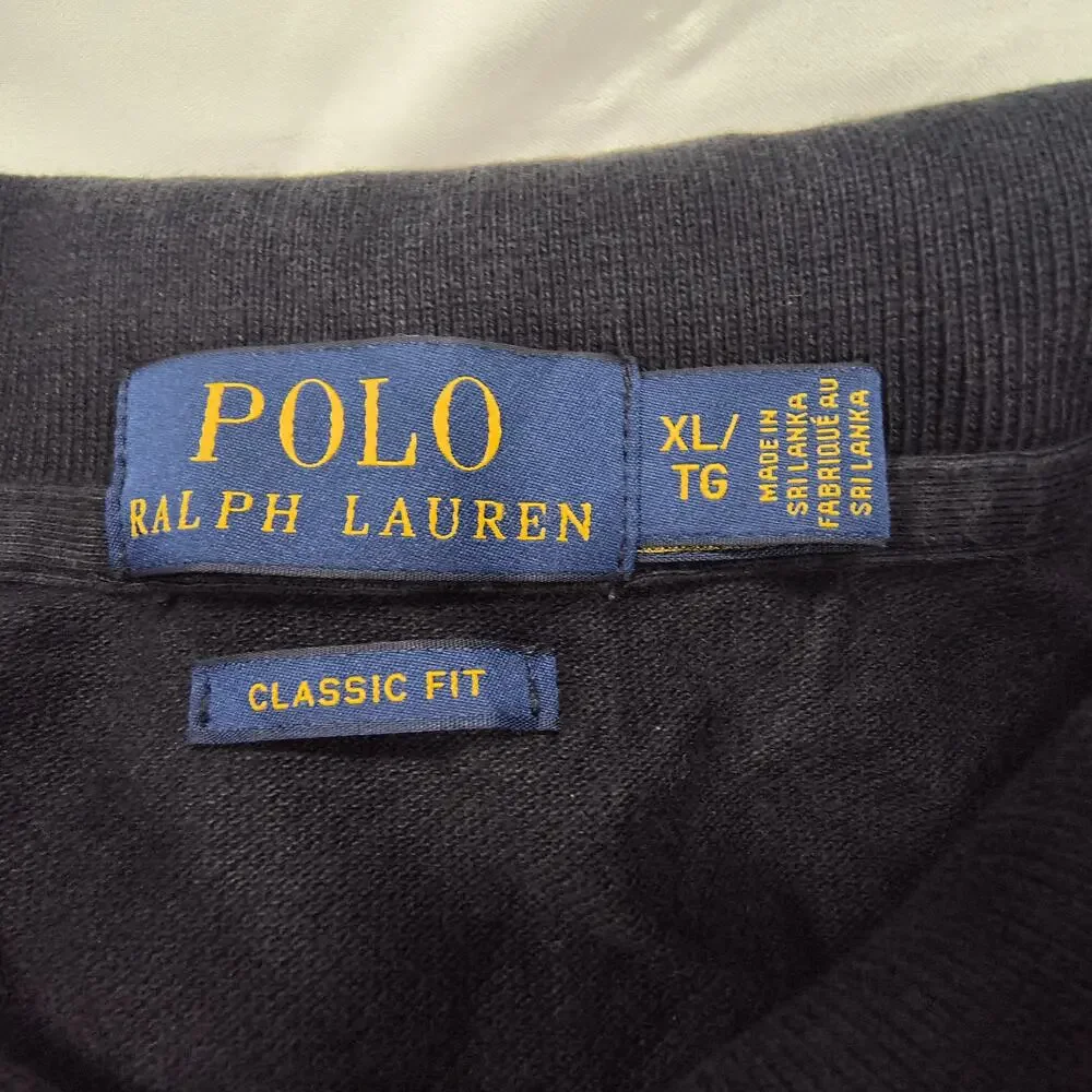 Polo Ralph Lauren Classic Fit Collared Long Sleeve Polo Shirt Mens Size XL Black